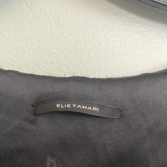 Ellie Tahari Pink and Black Floral Knee Length V Neck Dress SZ S - Picture 3 of 8